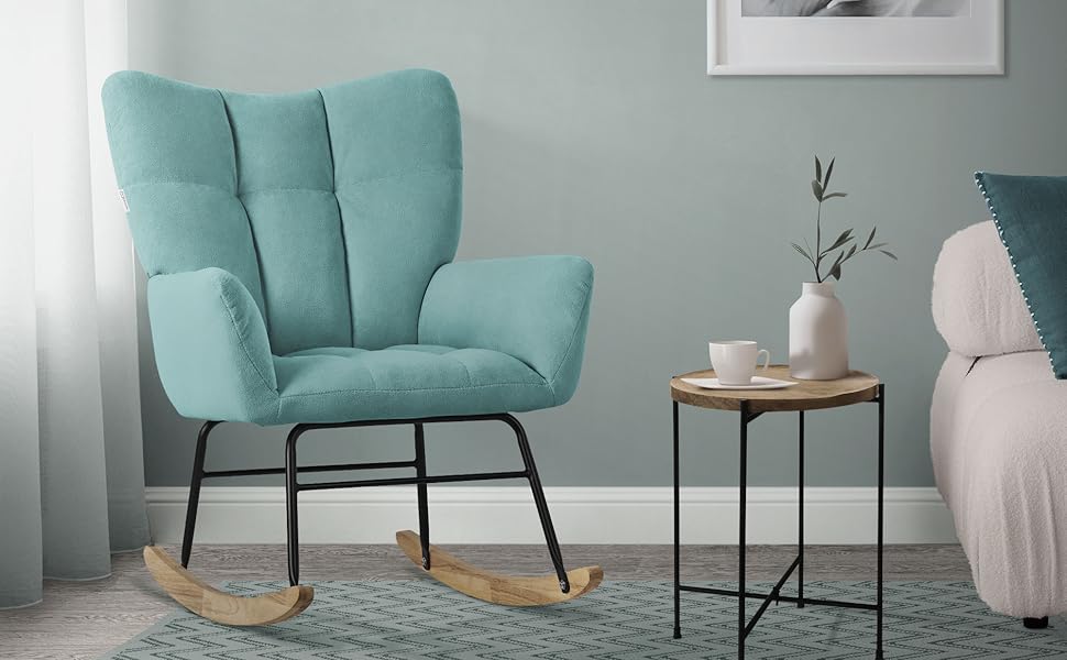 Крісло-гойдалка ML-Design Salbei з оббивкою під фліс, дерев'яні полози, для вітальні/спальні/балкона