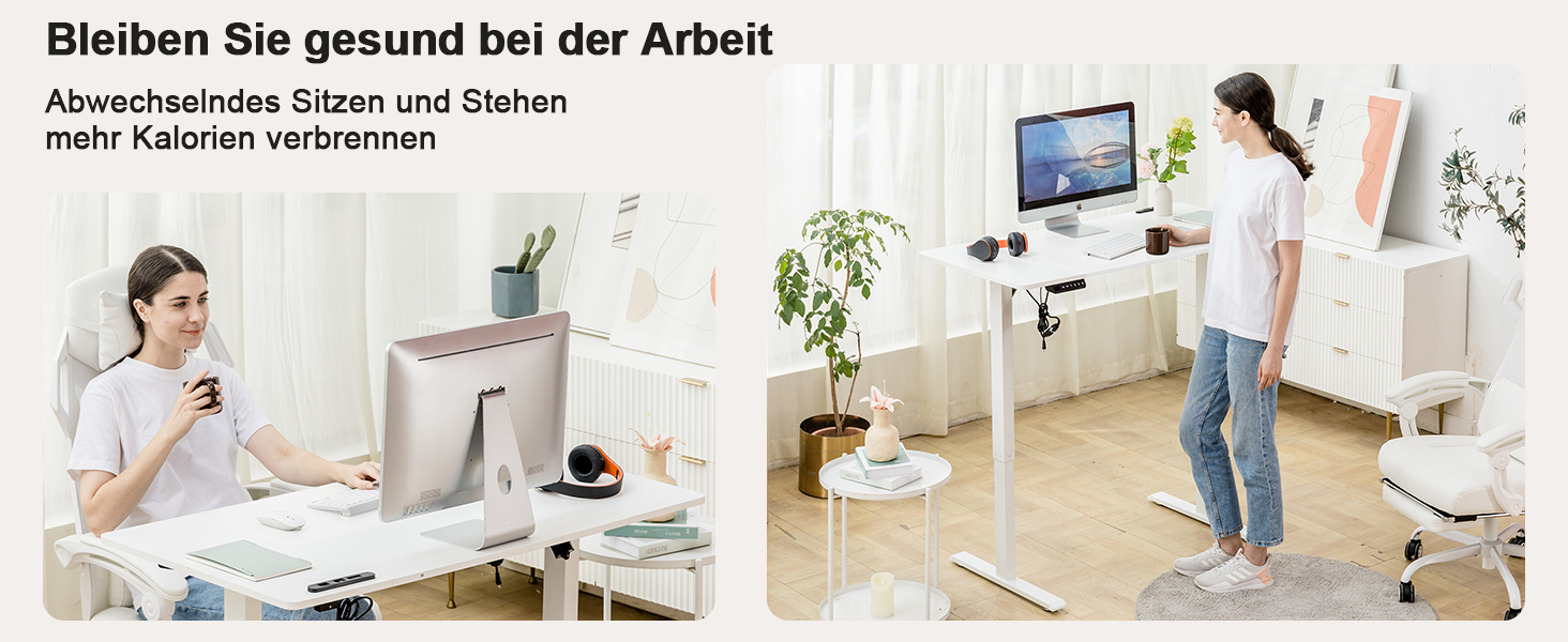 COMHOMA Стол для роботи з регулюванням висоти 160x70 см з USB-роз'ємом та гачками, електричний, для дому та офісу