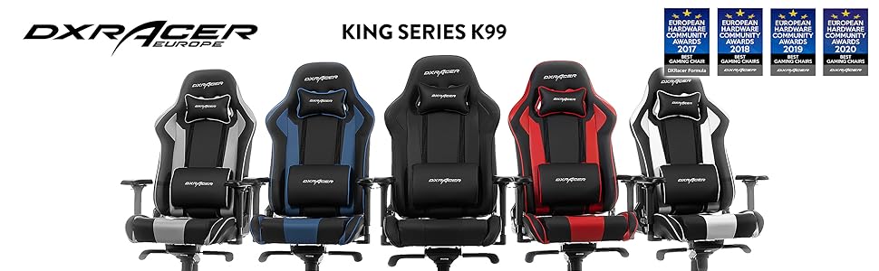 Геймерське крісло DXRacer King K99, шкірозамінник, чорно-червоне, до 200 см