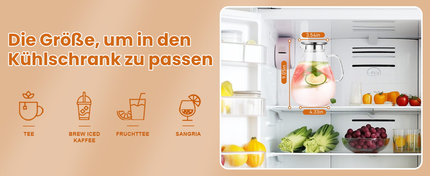 Скляна карафа SUSTEAS 3.0 л з кришкою та носиком для води, еспресо, кави, соку, вина