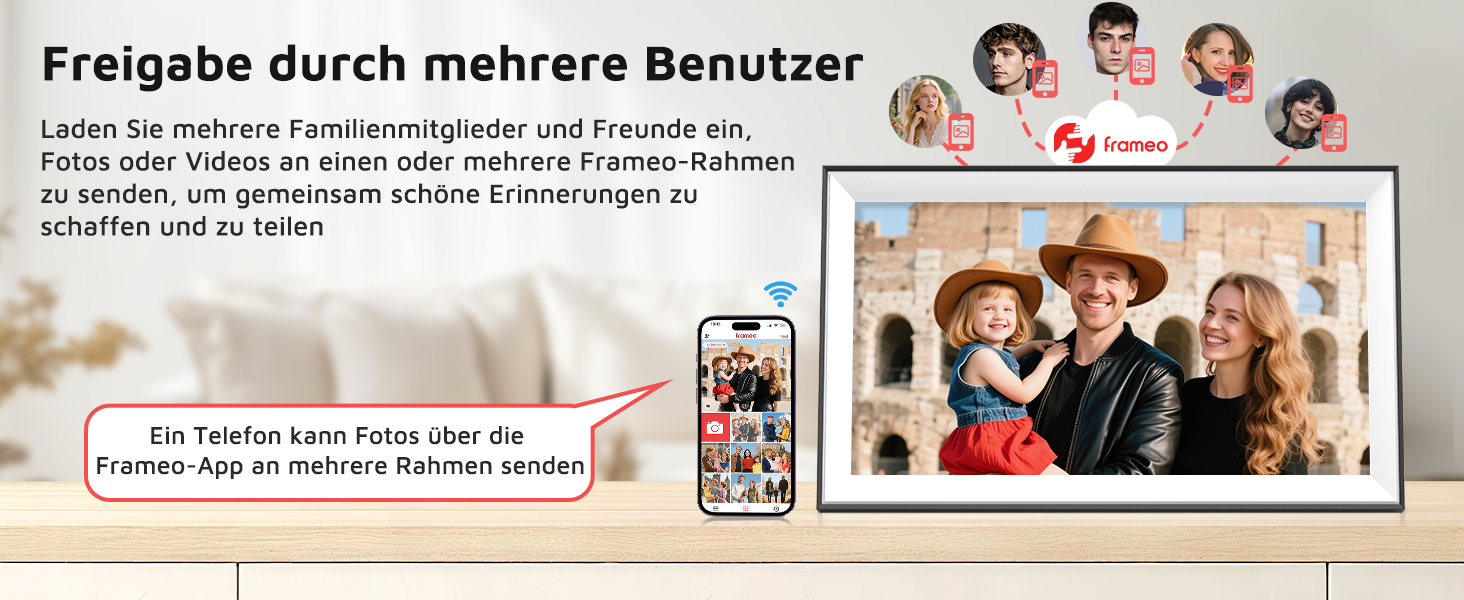 Цифровий фоторамка Hesmor 15.6 дюймів з Wi-Fi, FHD 1920*1080, IPS, сенсорний екран, 32GB, автоповорот, Frameo App