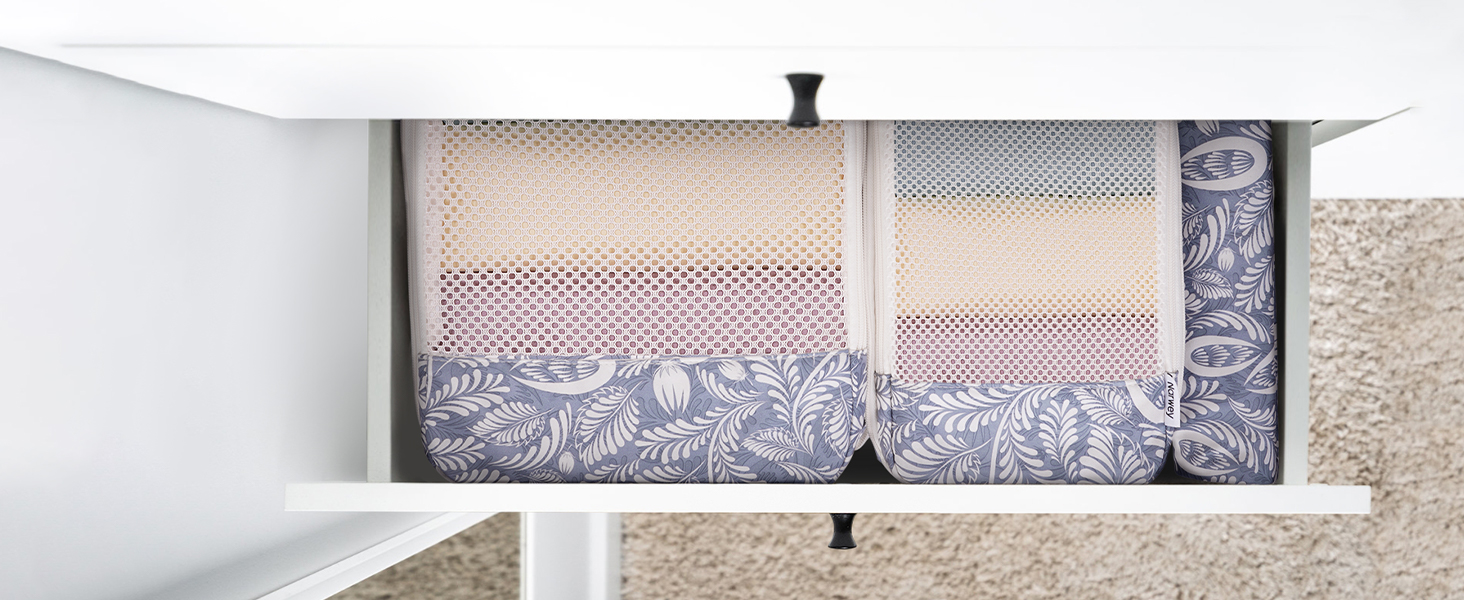 Набір органайзерів для подорожей Narwey з компресією, 6 шт, сумки-пакувальники для валізи та рюкзака (Блакитний листок)