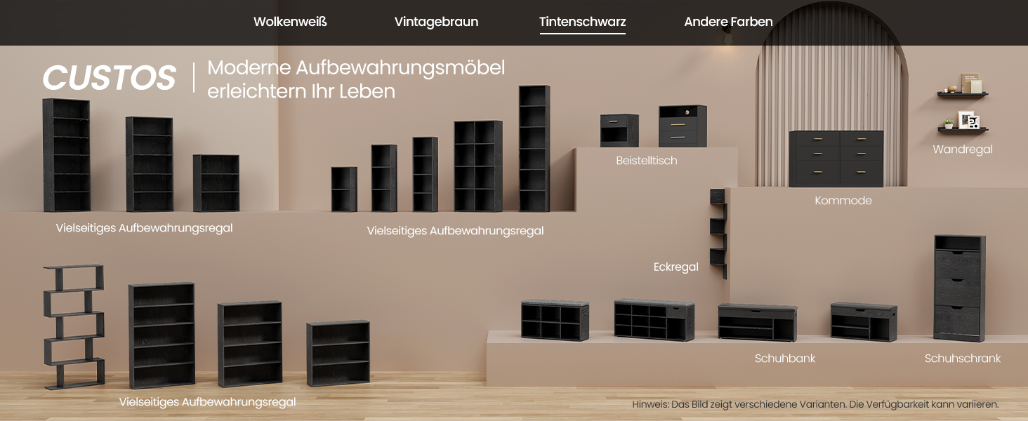 VASAGLE Custos: Набір з 2 тумбочок з LED-підсвічуванням та зарядкою, чорний, з шухлядами, 2 розетки AC та USB
