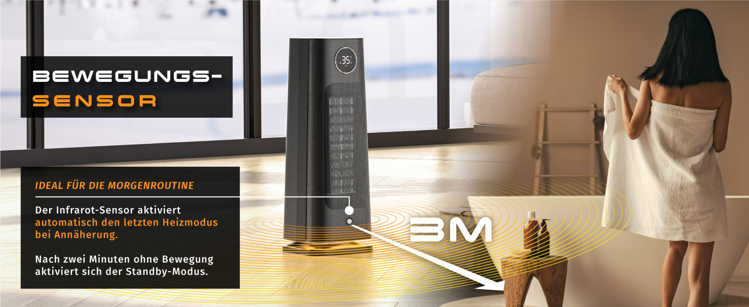 Обігрівач Brandson з пультом керування, 2000 Вт, ECO режим, осциляція, захист від дітей, таймер, LED-підсвічування, для ванної, вітальні, офісу, дитячої кімнати