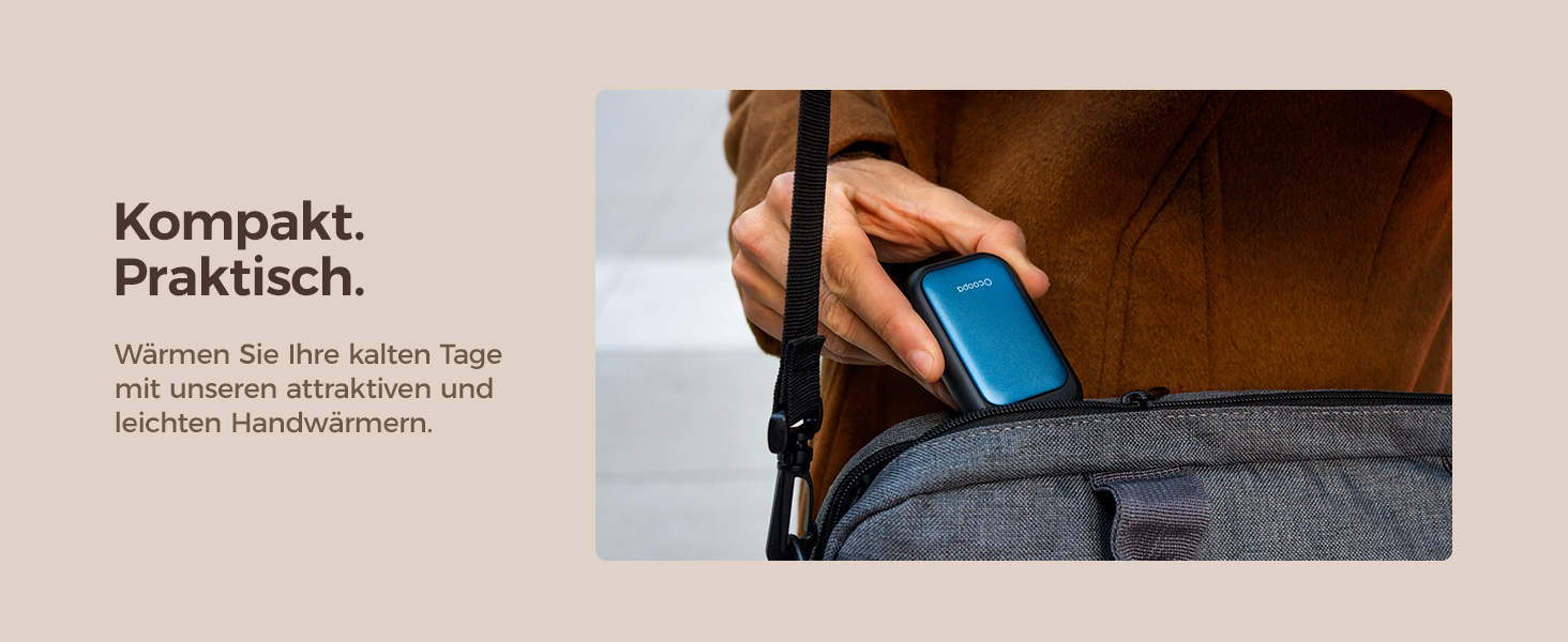 Електричні грілки для рук OCOOPA UT4 Young Obsidianschwarz, 5000mAh, 2 шт. - Компактні, Водонепроникні, Швидкий нагрів, USB, для зими