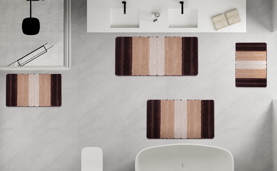 Набір килимків для ванної кімнати VOUNOT 2 шт. (60x90 см, 50x80 см), м'які, швидковисихаючі, з мікрофібри, сірі (перехідний колір)