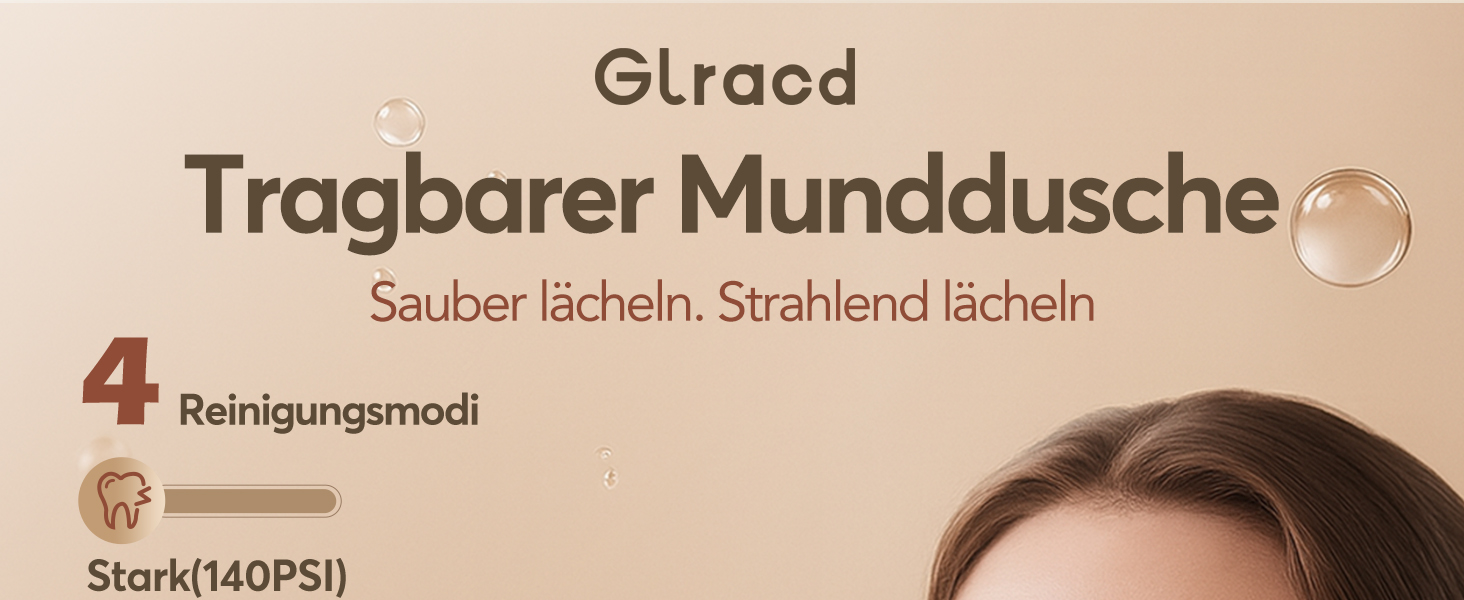 Іригатор для порожнини рота Munddusche - Тест-переможець 2024, професійний, з технологією мікробульбашок, регулювання тиску води, для чищення зубів та брекетів, білий