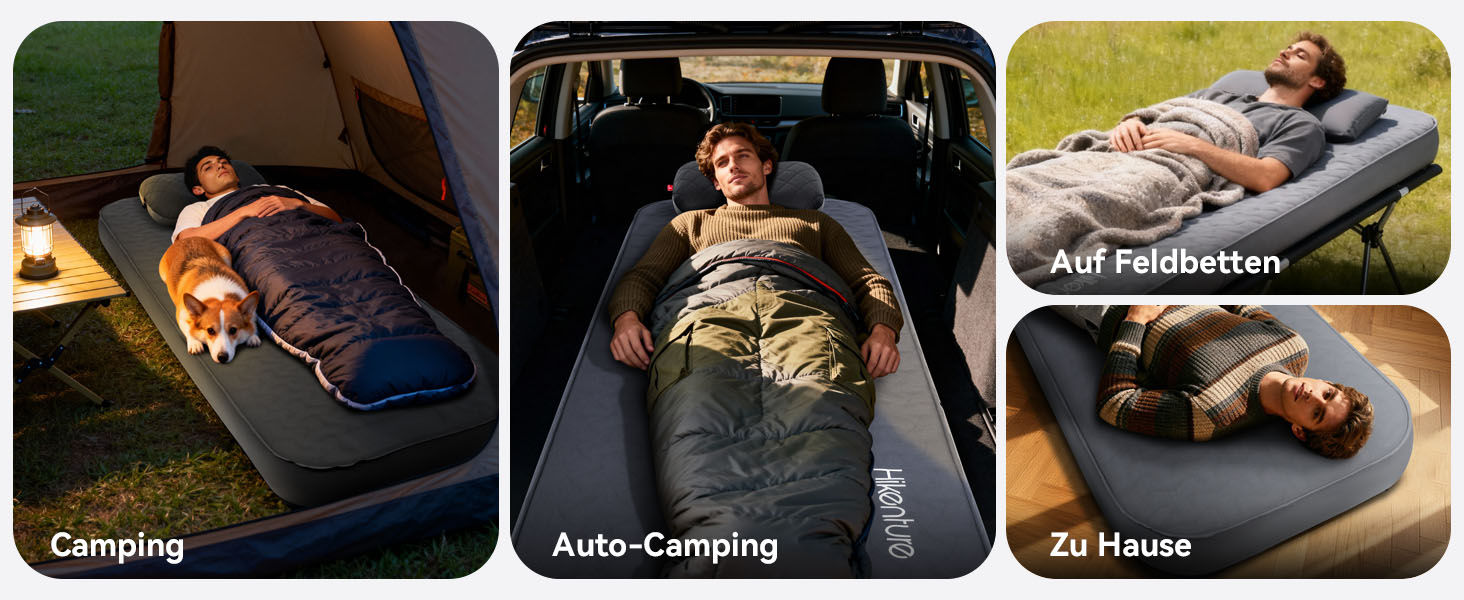 Самонадувний кемпінговий килимок HIKENTURE Comfort Plus, потовщена ізоляційна підстилка для кемпінгу з насосом-мішком, сіра