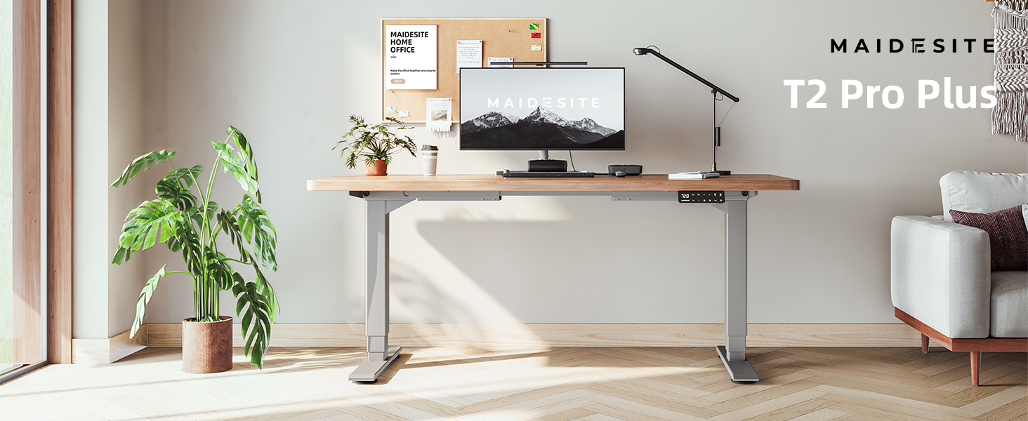 Електричний регульований стіл MAIDeSITe T2 Pro Plus сірий: 2 мотори, 4 пам'яті, нагадування про зміну положення