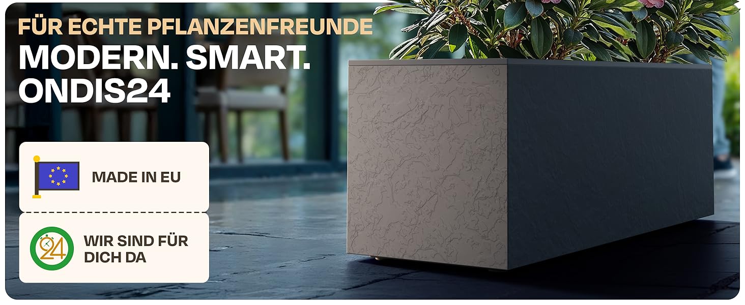 Плантатор Ondis24 Vulkan, 57л, прямокутний, з водосховищем, для балкона/тераси, антрацит