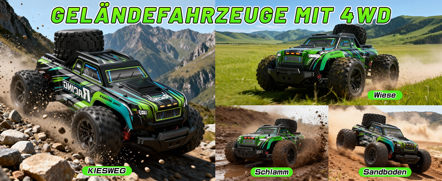 RC Автомобіль 1:18 - Швидкісний позашляховик 2.4GHz з LED підсвіткою, 2 батареї, 25 км/год, для хлопчиків від 3 років