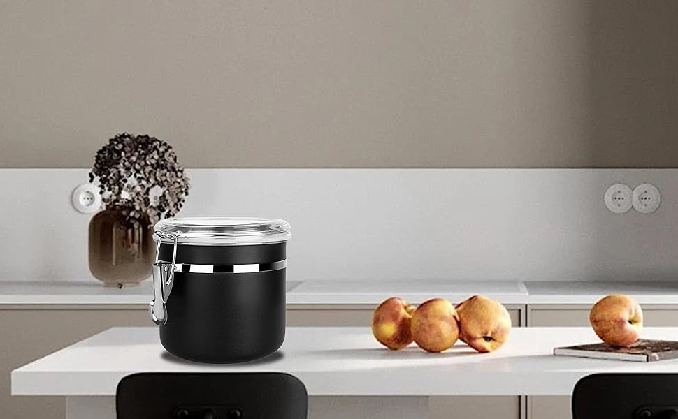 Контейнер для кави та продуктів, 2 шт., 1.2 л, нержавіюча сталь, чорний. BPA-free