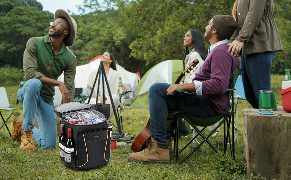 Рюкзак-холодильник Estarer 35L: водонепроникний, з відкривачем для пляшок, для кемпінгу, пікніків та пляжу (Чорний)