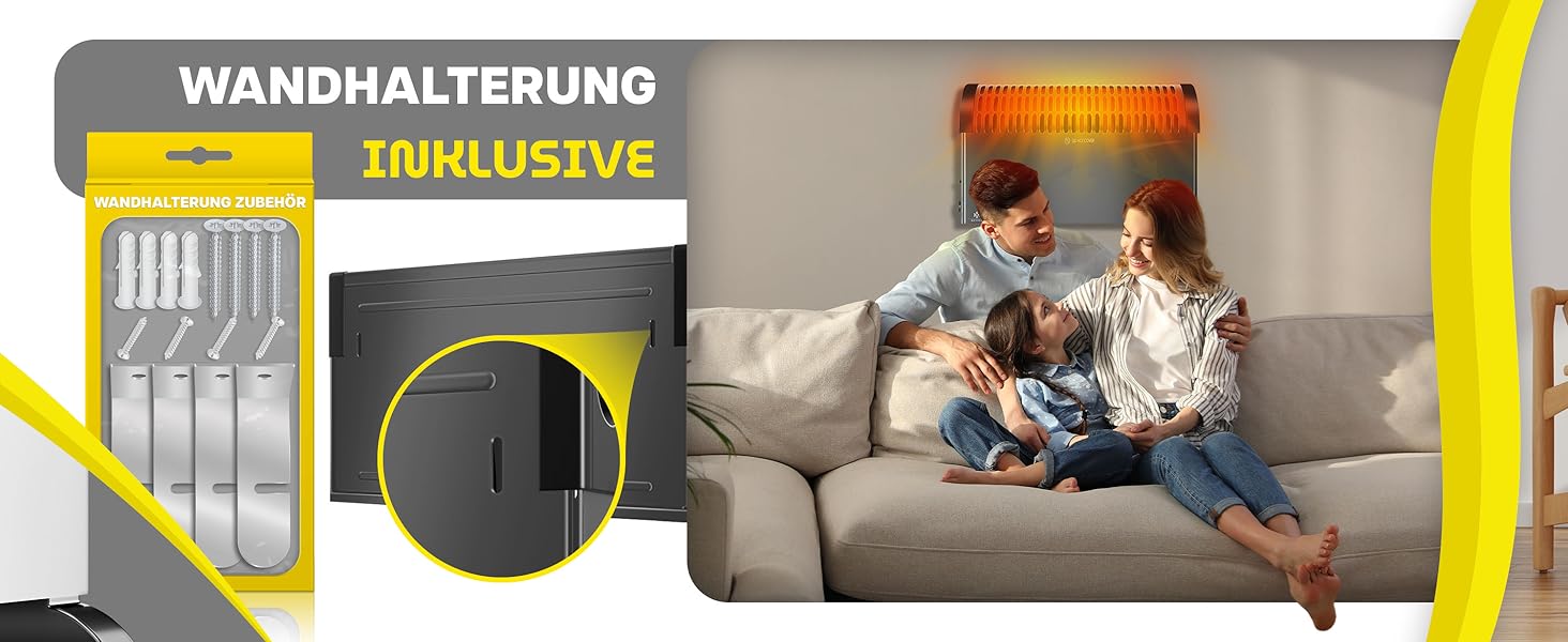 Конвектор KESSER 2000 Вт з таймером 24 год, захистом від замерзання, терморегулятором, турбонагрівом, 3 режими, ручки для перенесення, чорний