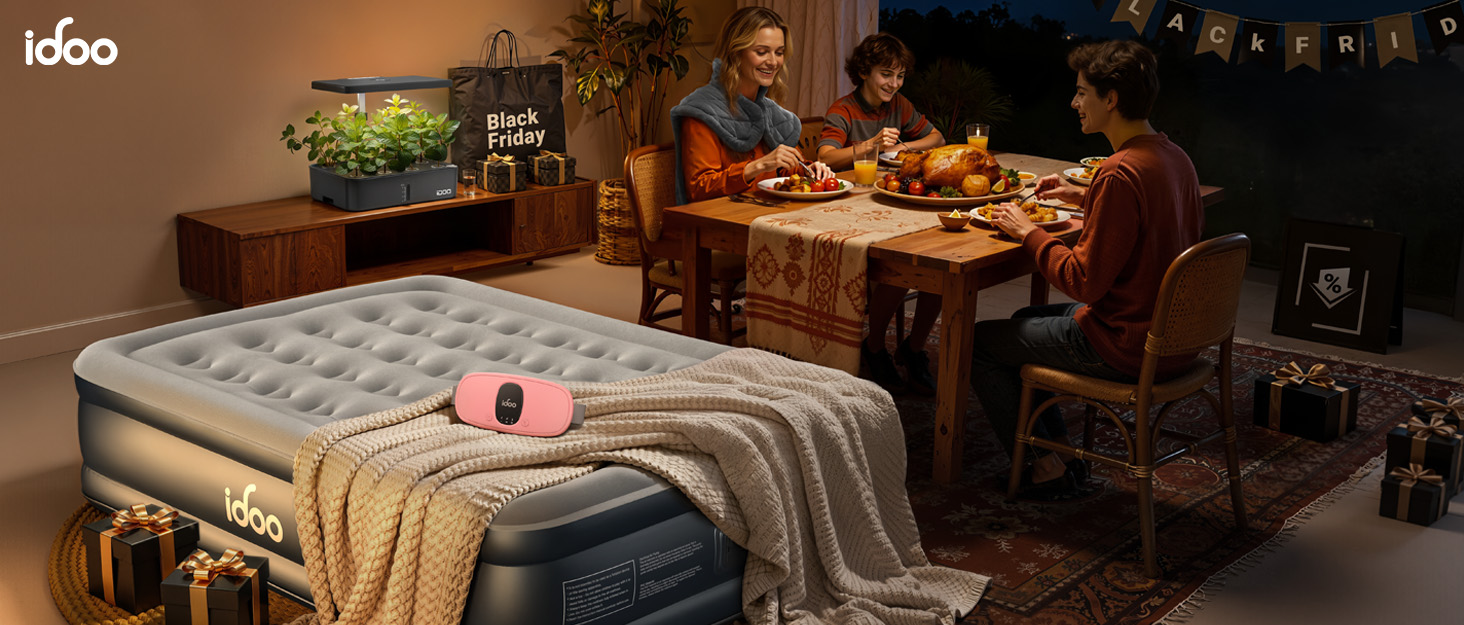 Електрична грілка iDOO 61x84 см з автовимкненням, для спини, шиї, плечей, 6 рівнів нагріву, таймер, сірий фланель, пральна