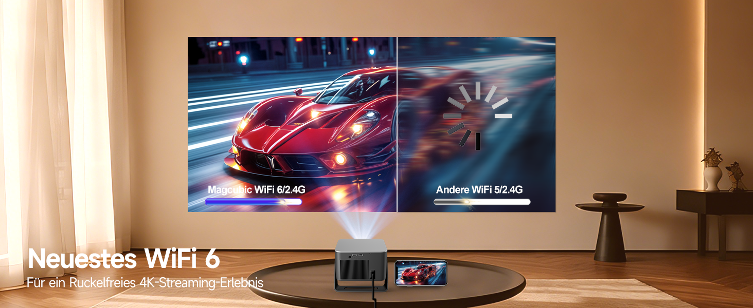 Magcubic Mini Beamer 4K/8K Android 14: Портативний проектор 1080P, 600 ANSI, WiFi 6, Bluetooth 5.4, Автофокус, 180° поворот, 12W динамік для дому та вулиці (HY350 Max)