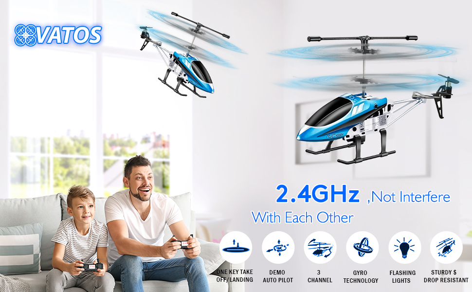 Радіокерований вертоліт VATOS YD-927, RC гелікоптер для дітей, 3 канали, 2.4 GHz, LED, гіроскоп, міні-вертоліт для приміщень