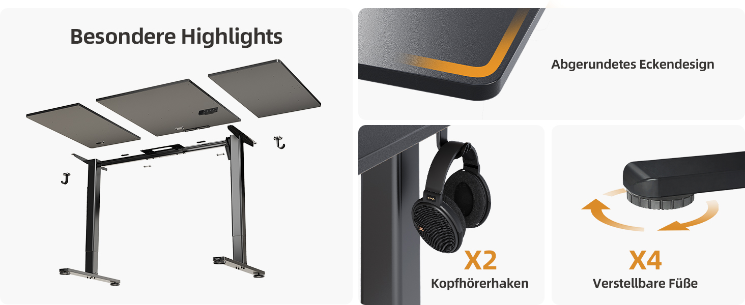 Регульований стіл Claiks 120x60 см, електричний, з пам'яттю, з гачками | Стіл для стоячи та сидячи