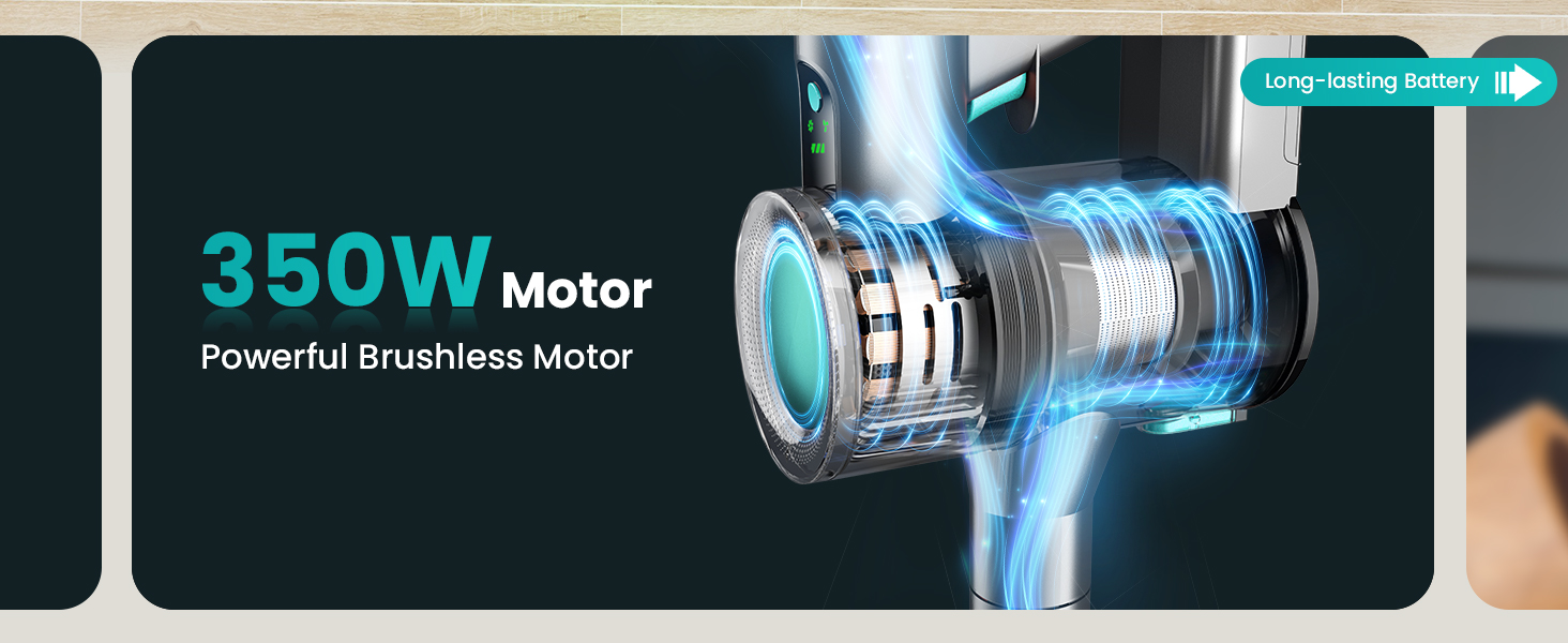 Бездротовий пилосос Dzaki 45000Pa з акумулятором, дисплеєм та антизаплутувальною насадкою для твердих поверхонь, килимів, шерсті тварин та авто (блакитний)