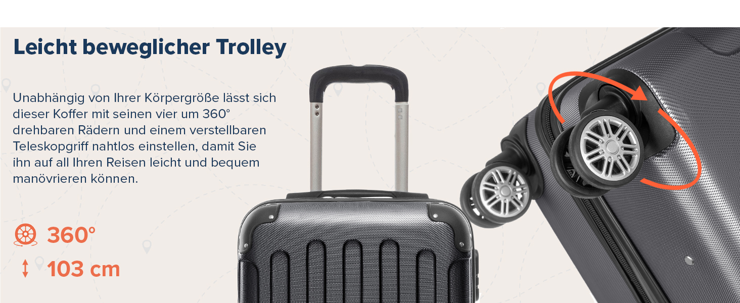 Набір валіз TRVLMORE: 2 валізи (сірий) - міцний корпус, набір для подорожей