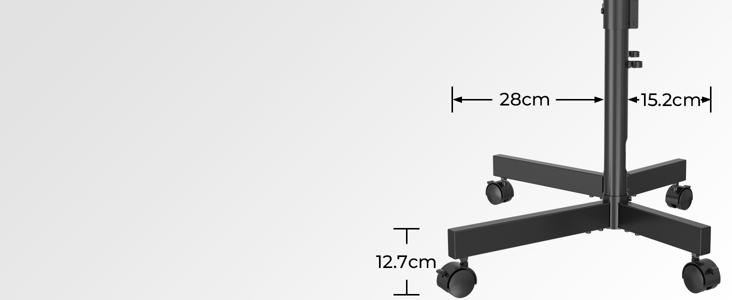 Мобільна підставка для телевізора BONTEC 32-70 дюймів, чорна, з колесами, регульована висота, VESA 400x400, до 50 кг, з кабельним каналом