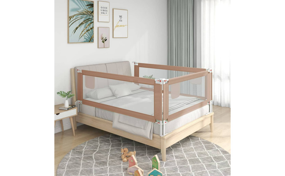 Бортик для ліжка дитячого vidaXL 200x25 см, бежевий (Taupe), тканинний захист від випадання для малюків та немовлят