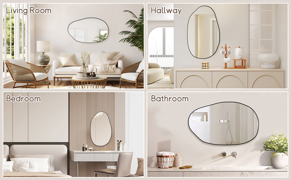 Дзеркало настінне асиметричне GOQELK, 85 x 52 см, декоративне для вітальні, ванної кімнати, спальні