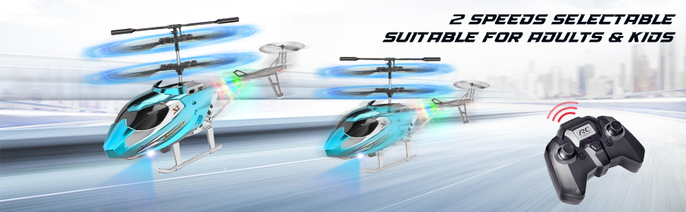 Радіокерований вертоліт Hubschrauber 2.4G з LED підсвіткою для хлопчиків та дорослих (від 12 років), 3.5 канали, гіростабілізатор, фіксована висота, автоматичний зліт, блакитний