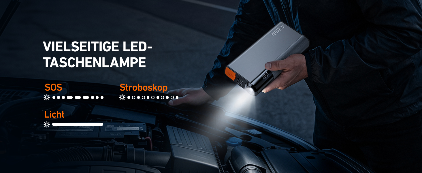 Бустерний пускач AstroAI Powerbank 8000A для автомобіля та мотоцикла, помаранчевий
