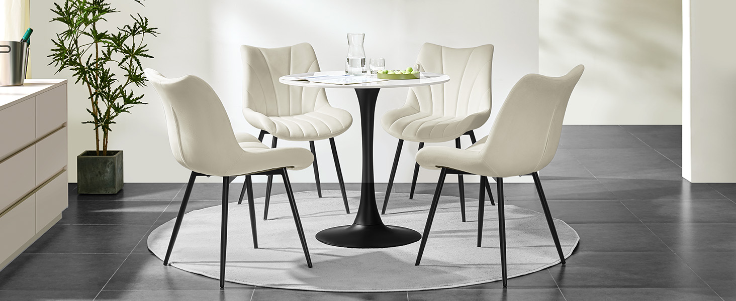 Набір з 4-х обідніх стільців Yaheetech, м'яке крісло з оксамитовою подушкою та металевими ніжками, для кухні, вітальні, обідньої кімнати, до 150 кг