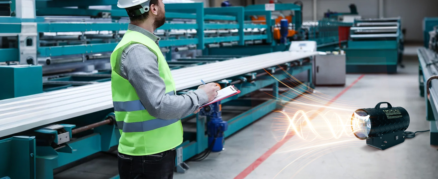 Газовий нагрівач для приміщень: газовий нагрівач-вентилятор, 30 кВт, 320 м³/год, з шлангом 1,4 м, 700 мбар