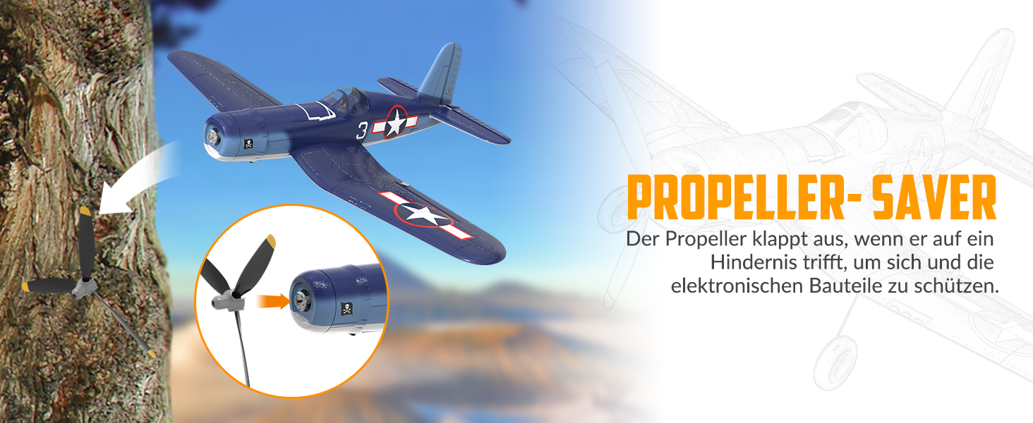 Радіокерований літак Volantexrc F4U Corsair V2 RTF 2.4GHz з USB зарядкою – для початківців, паркфлаєрів, легких польотів