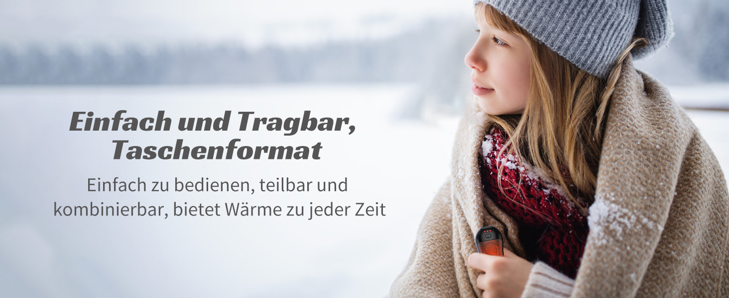 Електричний грілка для рук FANDLISS 6000 mAh, 2 шт. - багаторазовий, з USB зарядкою, для кемпінгу, на відкритий простір, на подарунок, чорний