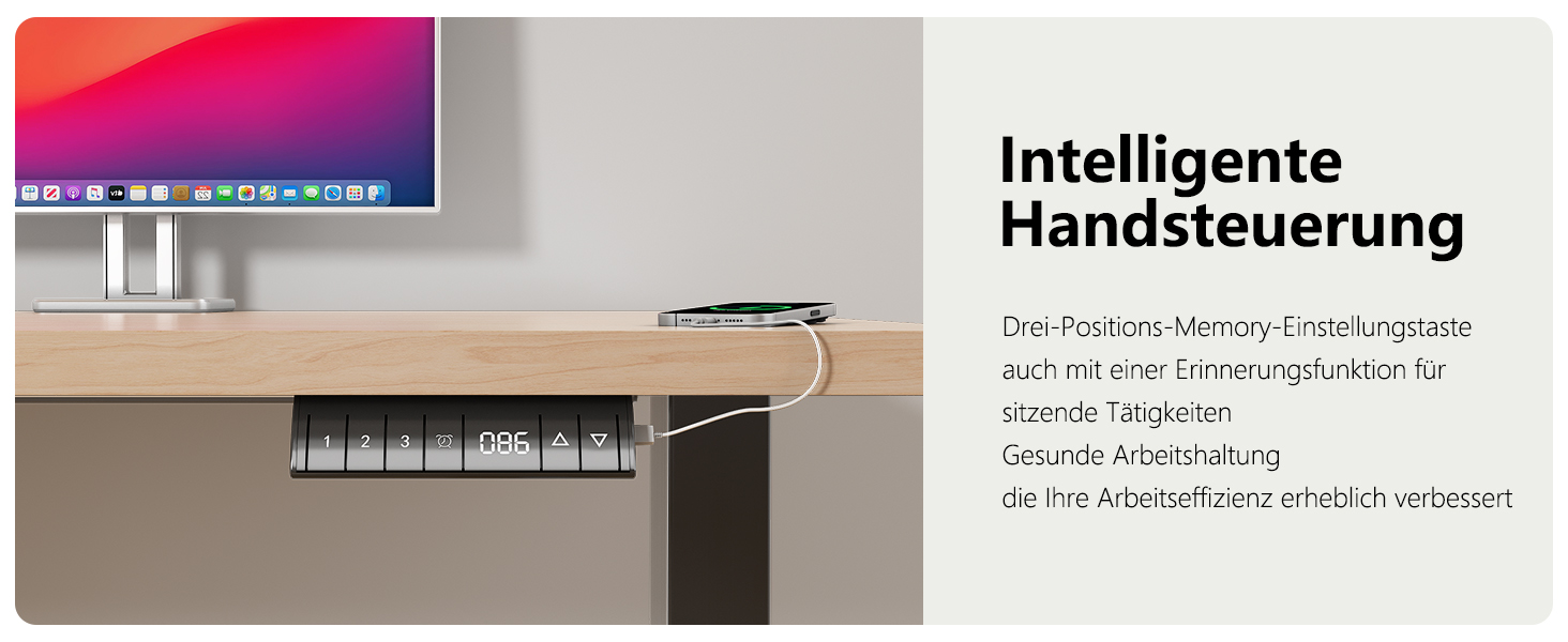 Регульований стіл Flamaker: електричний, з пам'яттю, для офісу та дому, 140 x 70 см, коричневий (бежево-чорний)