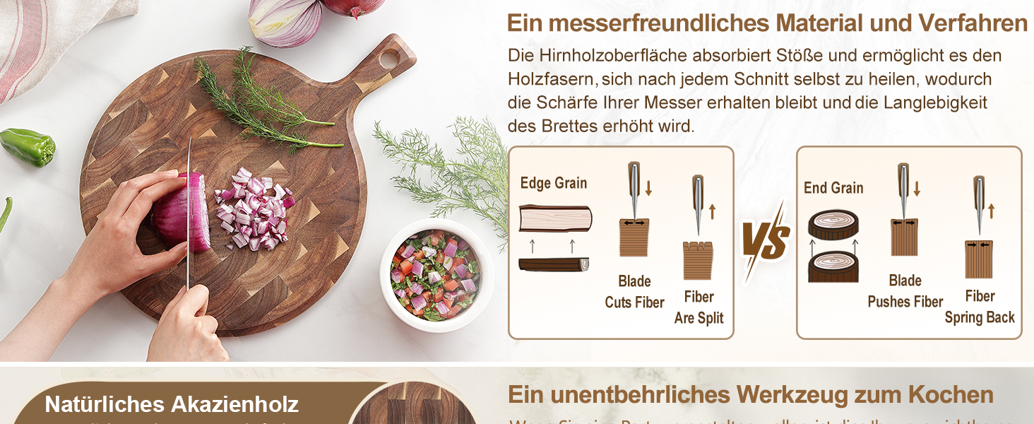 Нейлонове обробне дошка XINZUO Hirnholz (35x25x2.6cm) з антиковзкими ніжками, ручкою та жолобом для соку. Кухонна дошка з акації (42,5*32*1,9cm)