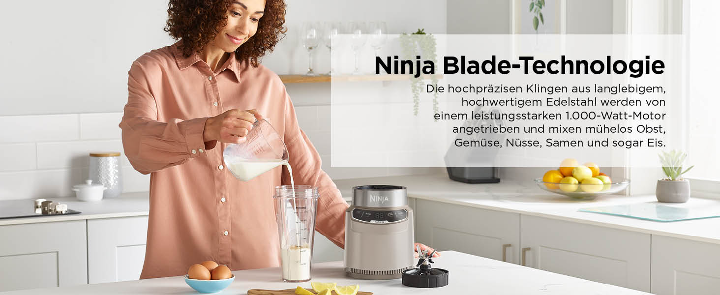 Персональний блендер Ninja BN500EUSD1 з технологією Auto-iQ, мотор 1000 Вт, чаша 700 мл, колір Stonegold (сірий/золотий)