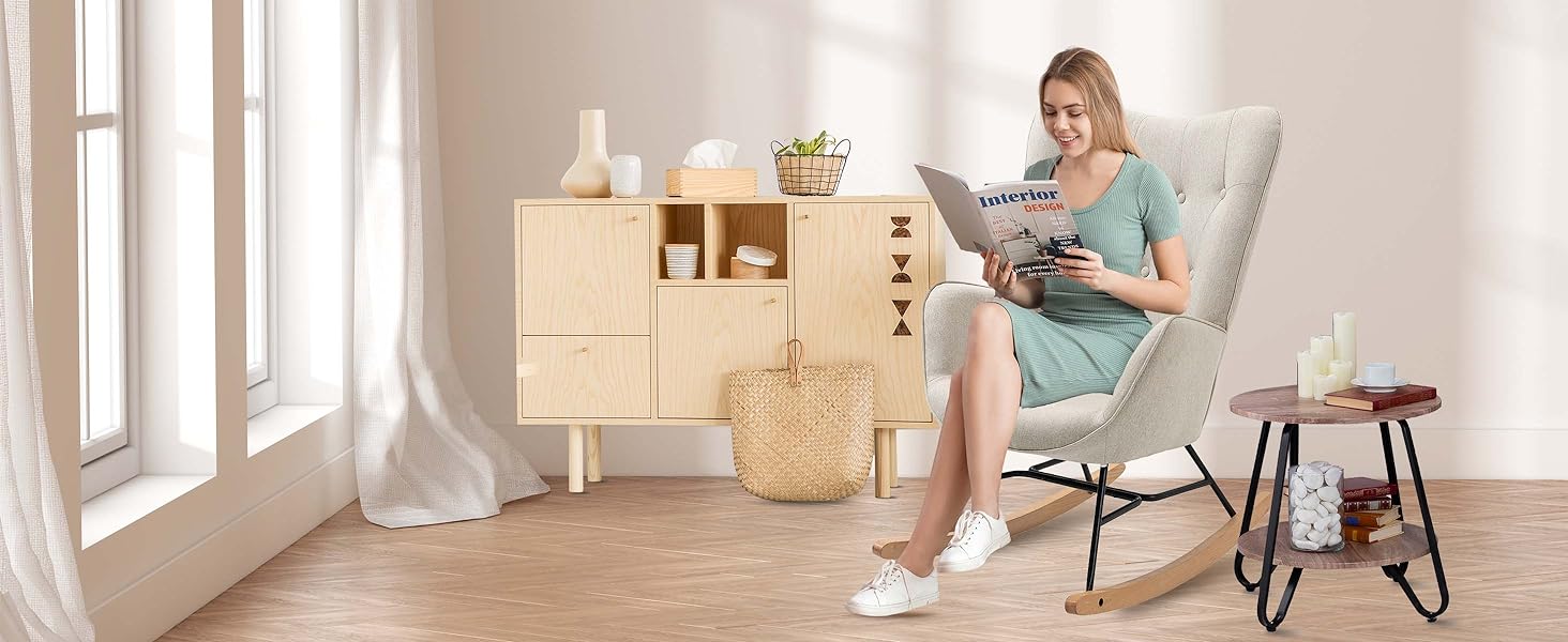 Крісло-гойдалка для вітальні Cosy: зручне крісло-релакс з м'яким сидінням, 68x87x98 см