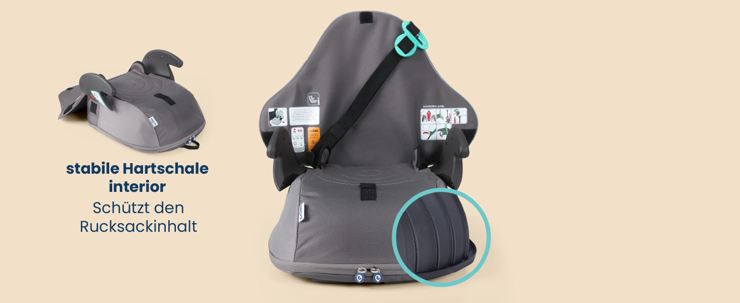 Trunki BoostApak 2-в-1: Автокрісло-бустер з рюкзаком для дітей (6+ років), i-Size, сірий (126-150 см)