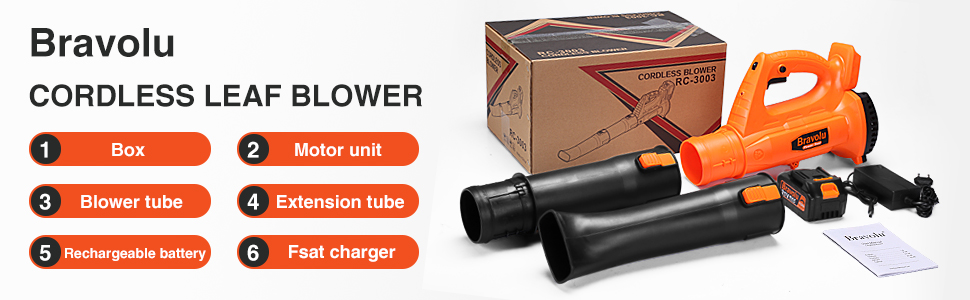 Акумуляторний повітродувач Bravolu 21V, 210 км/год, 4.0 Ah, 4000mAh, з зарядним пристроєм, 6 швидкостей