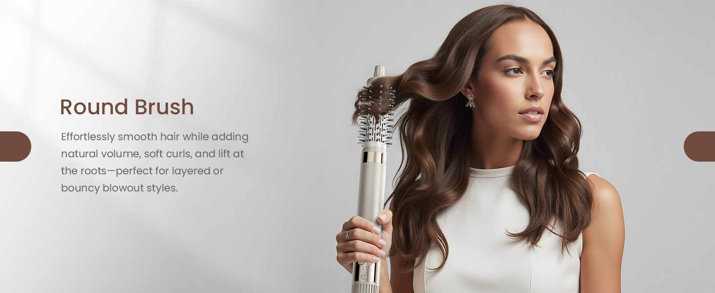 Мультистайлер для волосся 5 в 1 MESCOMB: високошвидкісний фен, круглий брашинг та автоматичний курлер для об'єму, локонів і випрямлення, колір шампань-золото