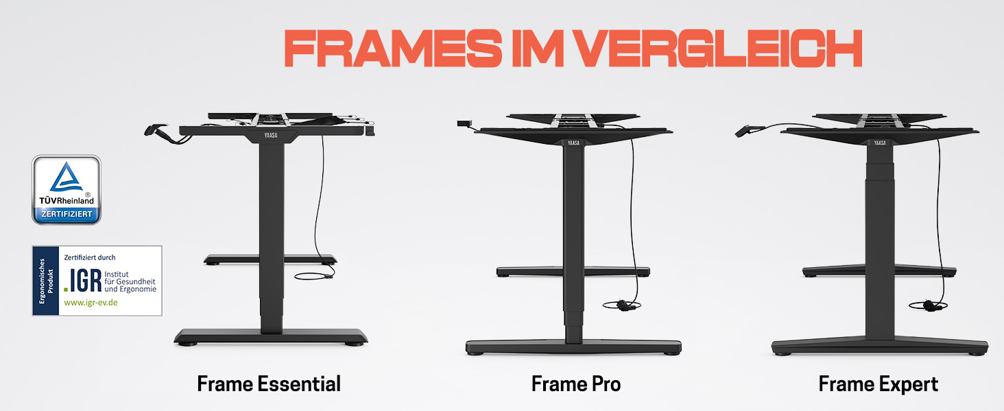 Рамка Yaasa Frame S для столу, регулювання висоти, USB-порт, 2-х рівневий телескопічний механізм, блокування клавішами (білий)