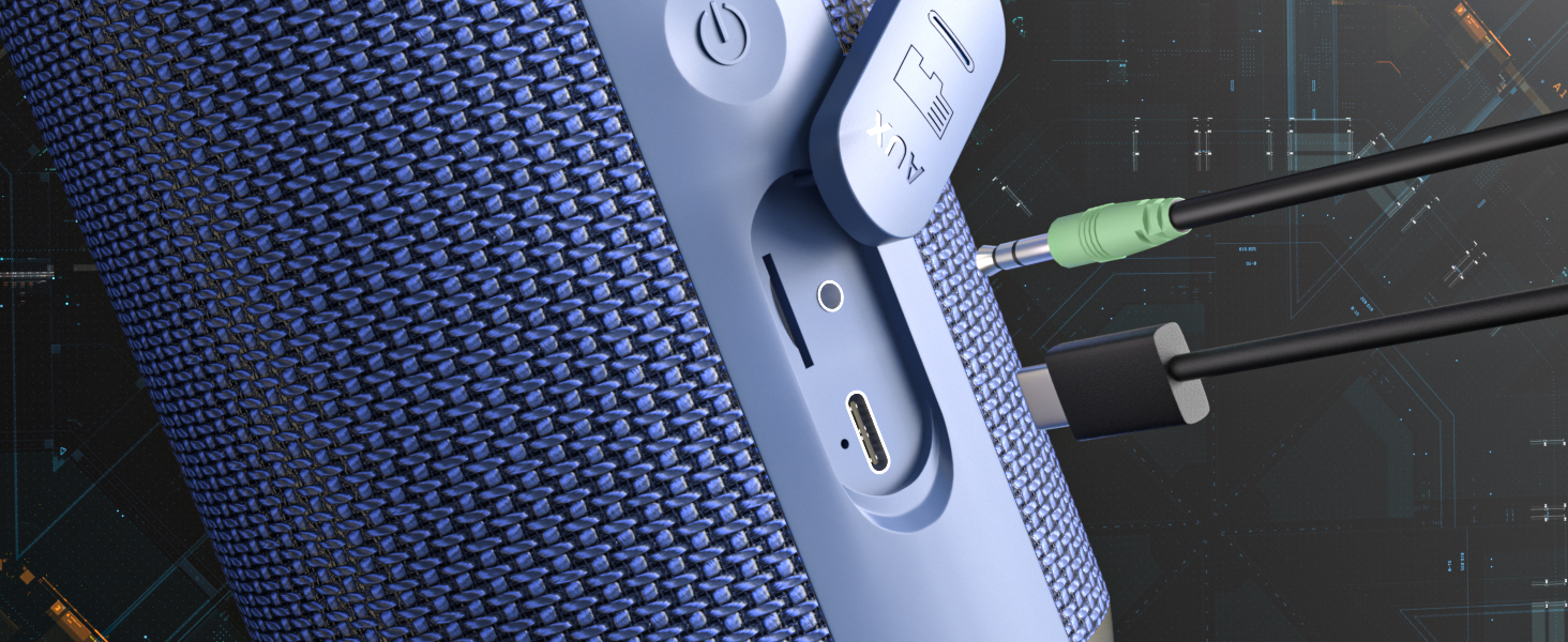 Bluetooth Портативна Колонка RIENOK з підсвічуванням, IPX7, Бас, 3600 mAh, Синій