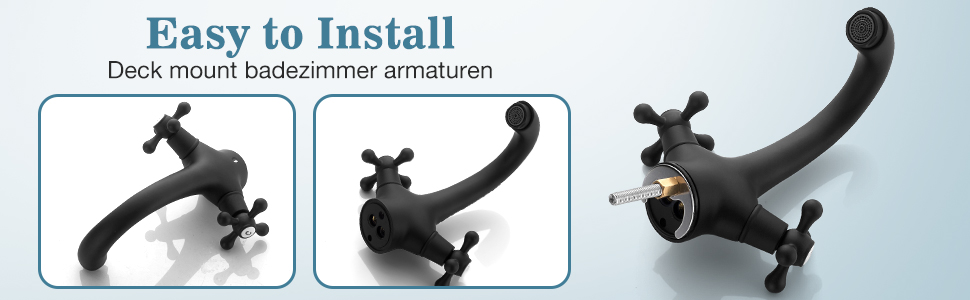 Чорний змішувач для ванної кімнати/умивальника з латуні, ретро стиль, 2-вентильний, G3/8