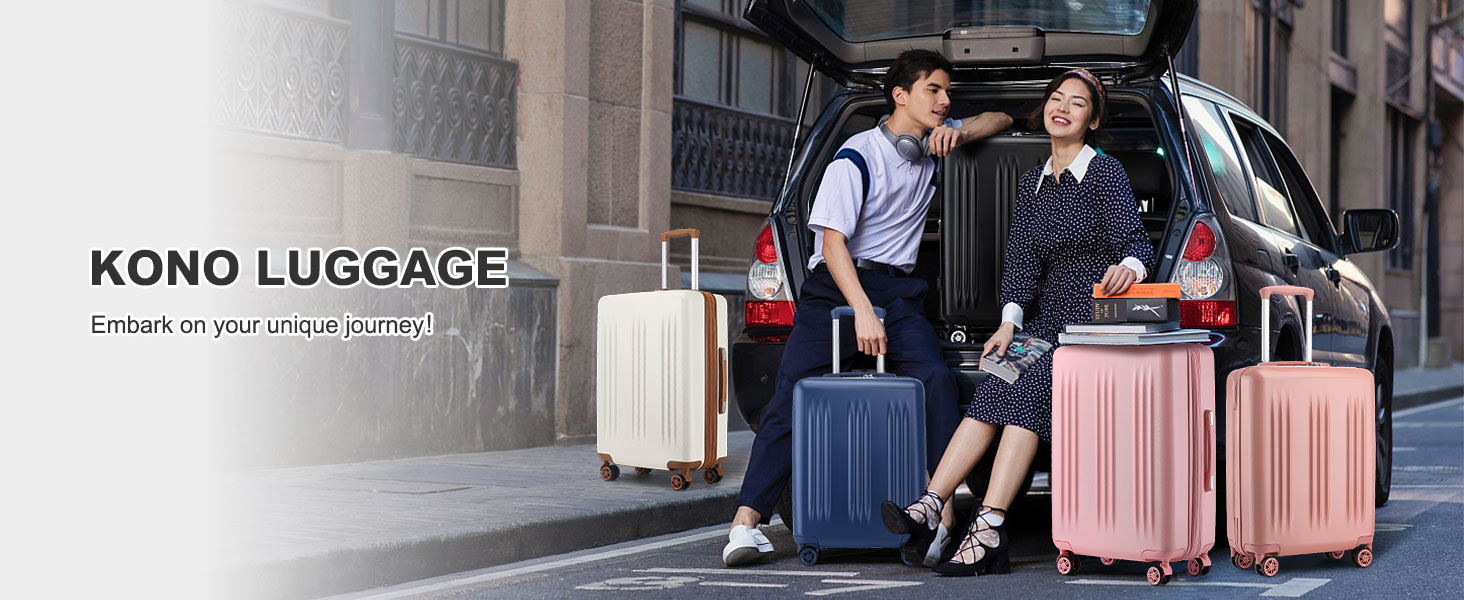 Чемодан KONO Handgepäck Trolley, 55x39x20 см, 37 л, з розширенням, TSA-замок, 4 колеса, чорний