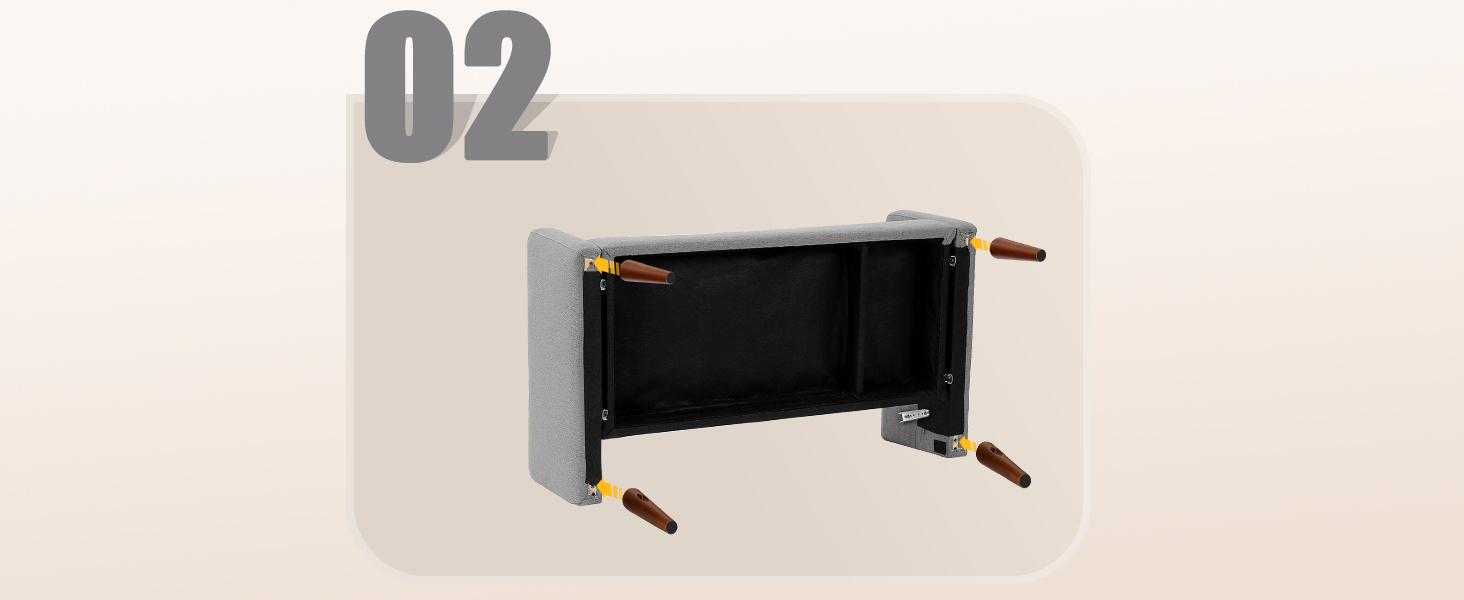 Диван Vesgantti 2-місний, 121 см, сучасний дизайн, 2 подушки, сірий льон для вітальні/квартири/офісу