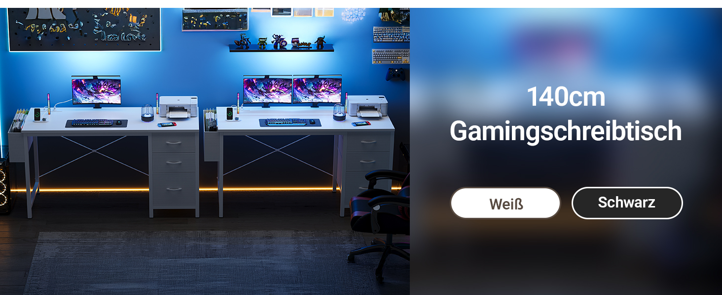 Компактний письмовий стіл Claiks з 3 ящиками, 100x60 см. Комп'ютерний стіл з розетками та USB-портами для дому та офісу