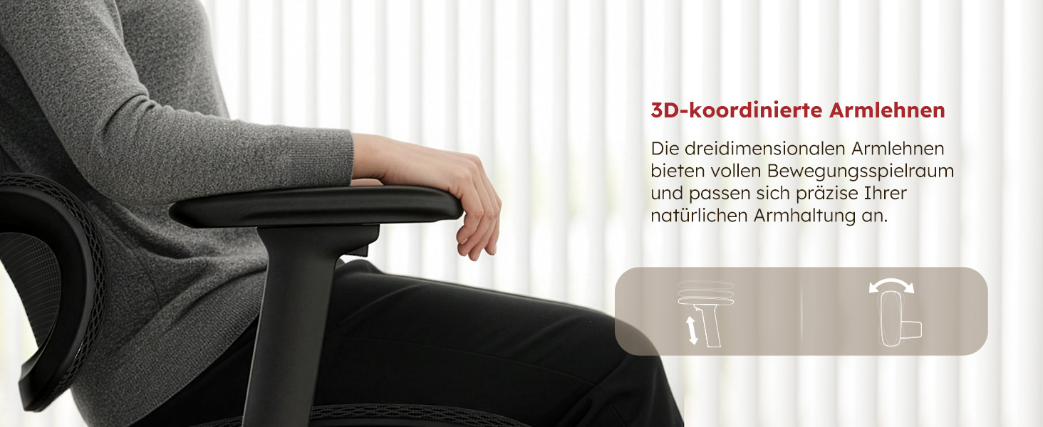 Ергономічне крісло для офісу Voll-Mesh з підголівником, підставкою для ніг, регульованою спинкою, підлокітниками, автоматичною поперековою підтримкою, PU-колесами, поворотним на 360°, до 150 кг, чорне