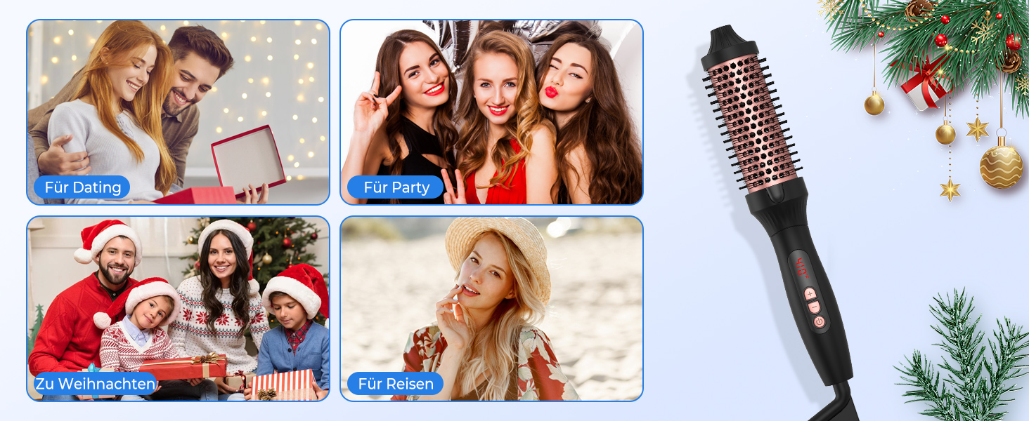 UKLISS Hairstyler 5 в 1: Фен-щітка, плойка, насадки для об'єму та вирівнювання (Рожеве золото)
