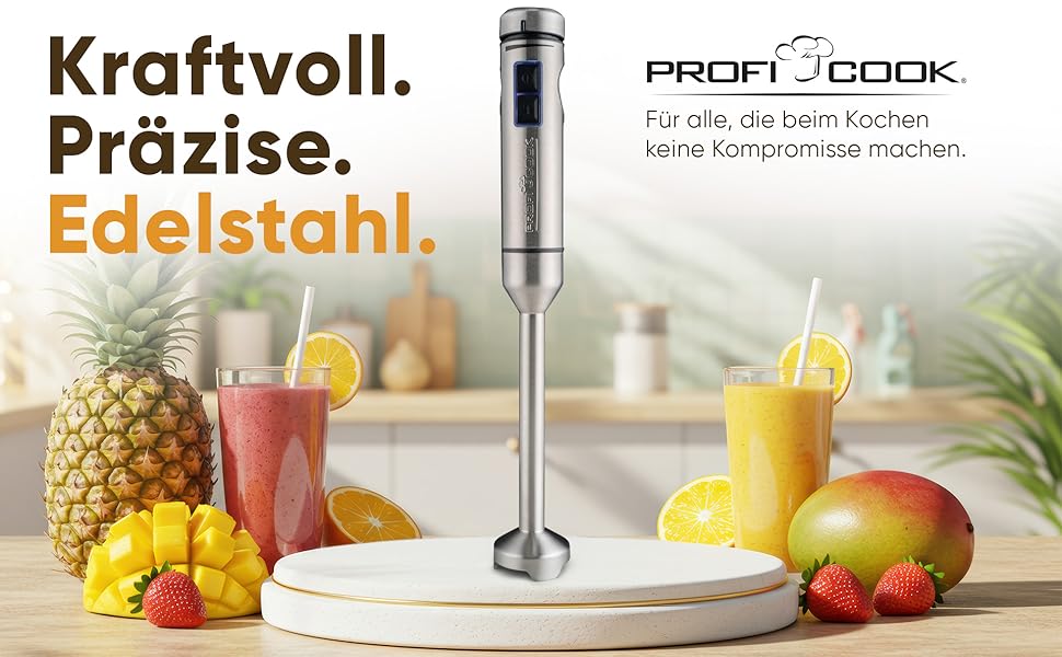 Погружний блендер ProfiCook PC-SM 1317 1000 Вт з насадкою для льоду та подрібнення гарячих продуктів