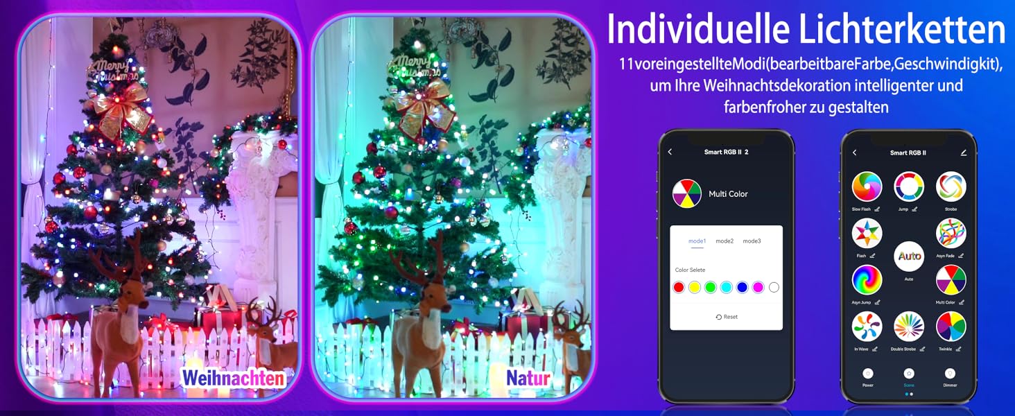 DOTWAYAW Гірлянда світлодіодна святкова 40м, 400 LED, RGB, Wi-Fi, керування через додаток